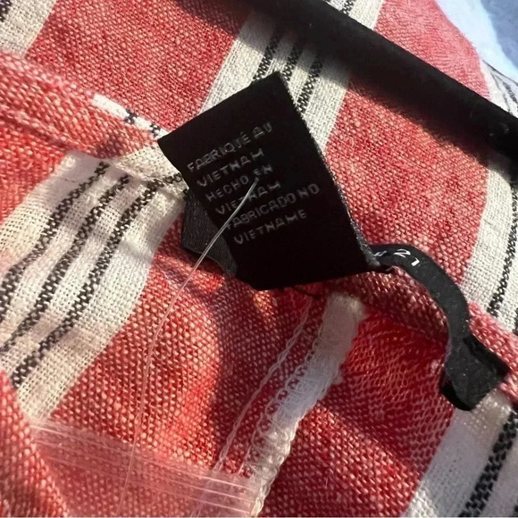 Forever 21 Mini Dress Sz medium Linen blend striped spaghetti straps $5 - Picture 4 of 5